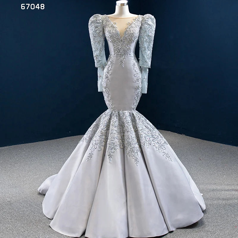 Jancember RSM67048 2021 Mermaid 3d Floral Women Clothing Dresses Wedding for Party