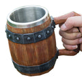 Vintage Style Outdoor 22oz Eco-Friendly Wooden Cask Beer Mug with Stainless Steel Construction for Party Use