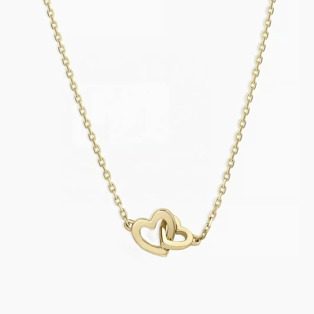 LOZRUNVE Wholesale 925 Sterling Silver 14k 18k Gold Double Heart Necklace for Women