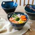 Japanese Ceramic Ramen Bowl Fruit Vegetable Salad Soup Noodle Bowl Vintage Mixing Bowl Set Handle Microwavable Kitchen Tableware