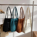 YIMYIK 2022 New Latest Joker Corduroy Bucket Bag Large Capacity Trendy Simple Shopping Bag for Woman
