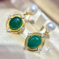 Discounted 6-7mm Natural Freshwater White Bread Pearl Earrings Trendy Jade Agate with Gold Plating for Gift Cheap Pearl Jewelry