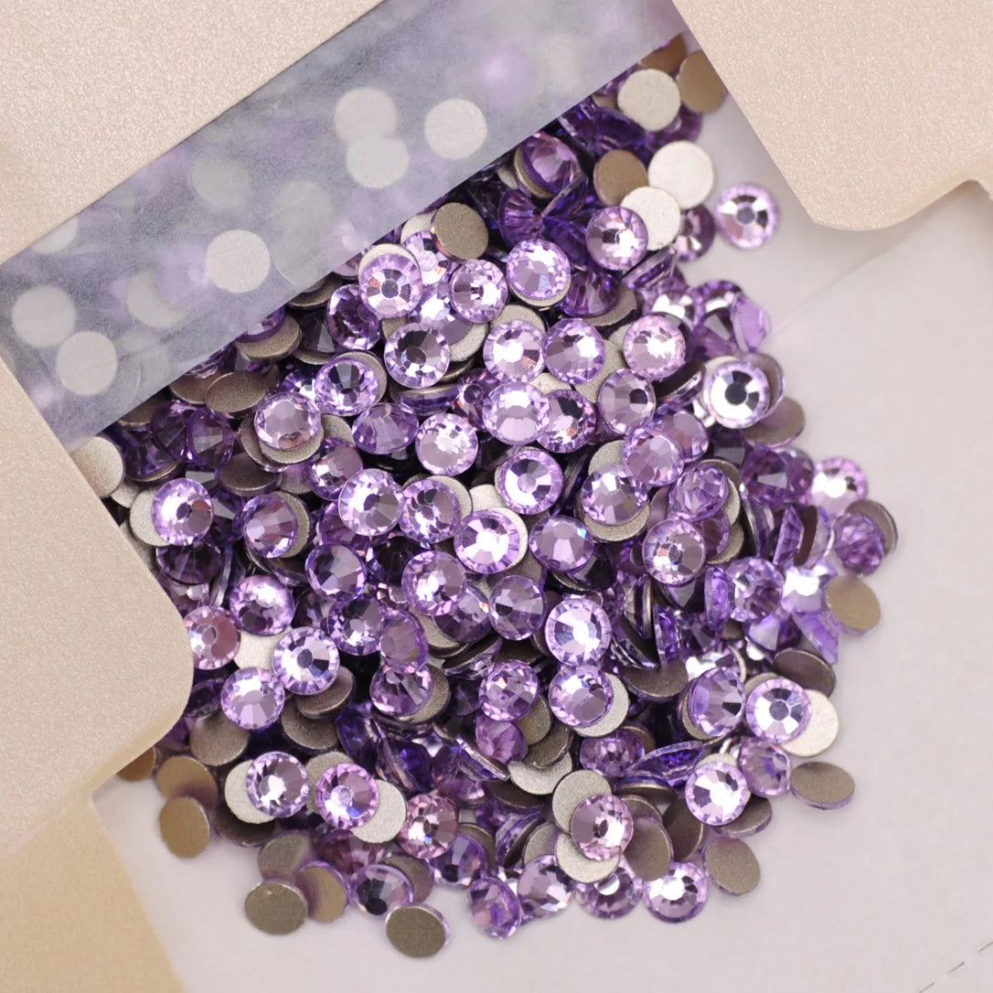YANRUO New  Rhinestones Color Violet Ss16 Ss20 Ss30 Non Hotfix Glass Rhinestones
