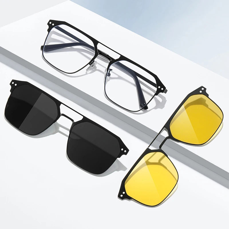 7028 3 in 1 Sunglasses Magnetic Clip on Polarized TAC Manufactures Anti Blue Light 2024 Newest Fashionable Clip Sunglasses