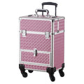 Large Capacity Aluminum Abs Cosmetic Kit Box Artist Storage Case Trolley Makeup Bag With Wheels for Professionals Full Set