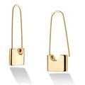 Fashion High Quality Hoop Gold Plated Lock Pendant Huggie Earrings for Women