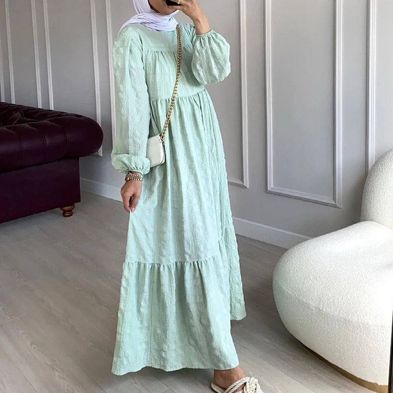 New Arrival Muslim Women Long Modest Maxi Dress Cotton Ramadan Islamic Clothing Dubai Party Evening Abayas
