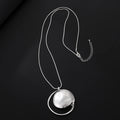 TongLing Long Sweater Necklace Round Irregular Silver Plated Alloy Pendant Necklace Niche Simple Adjustable Necklace