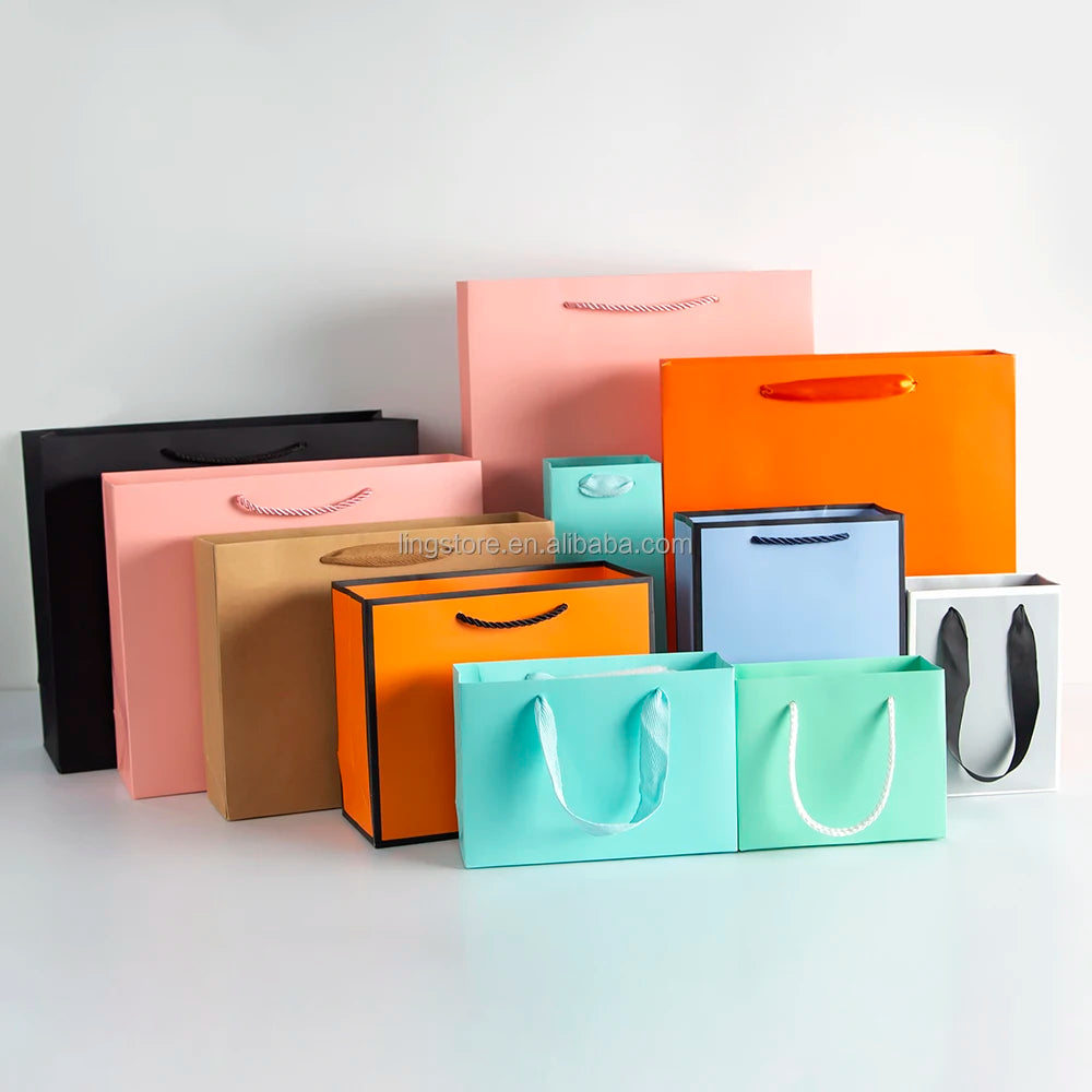 Luxury Gift Paper Multi-Size JewelryPackage and Jewelry Shopping Bags with Large Craft Handle
