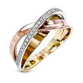 Huitan Ingenious Cross Stackable Rings Lady Girls Shiny Zircon Macro Pave Rose Gold Silver Gold Trendy Fashion Stackable Rings