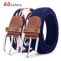 60 Colors Women Knitted Casual Canvas Fabric Woven Stretch Braided Elastic Belt Multicolored for Men Jeans Golf Custom Logo