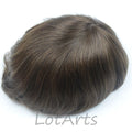 Men's Indian Remy Hair Toupee with Mono Lace & PU Base Natural Color Straight 120% Density Shedding Free