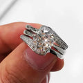 CAOSHI 3pcs/set Engagement Rings Shiny Round Zircon Twisted Thin Rings Macro Pave Lady Girls Silver Wedding Dainty Ring Set