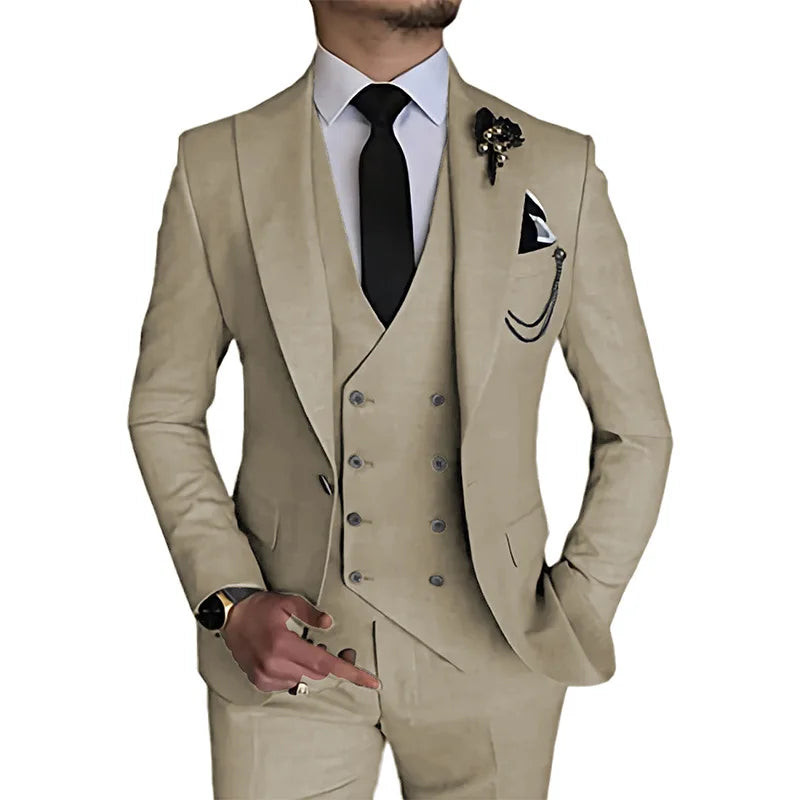 S0424H Three-piece Male Groomsman Groomsman Temperament Tight High-quality Suit