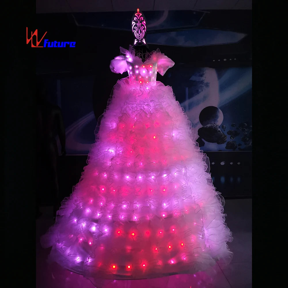 Tianchuang LED Illuminated Wedding Dress Carnival Dance Light up Stilts Walker Costume