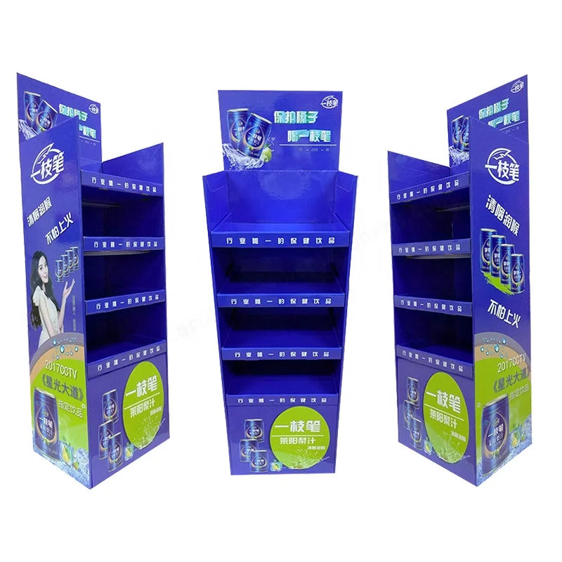 Customized POP Cardboard Drink Display Retail Promotion Corrugated Carton Floor Display for Beverages