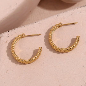 Wheat Twisted Earrings Wholesale Bulk 18k Gold Plated Hoop Earrings Stainless Steel Earrings for Women