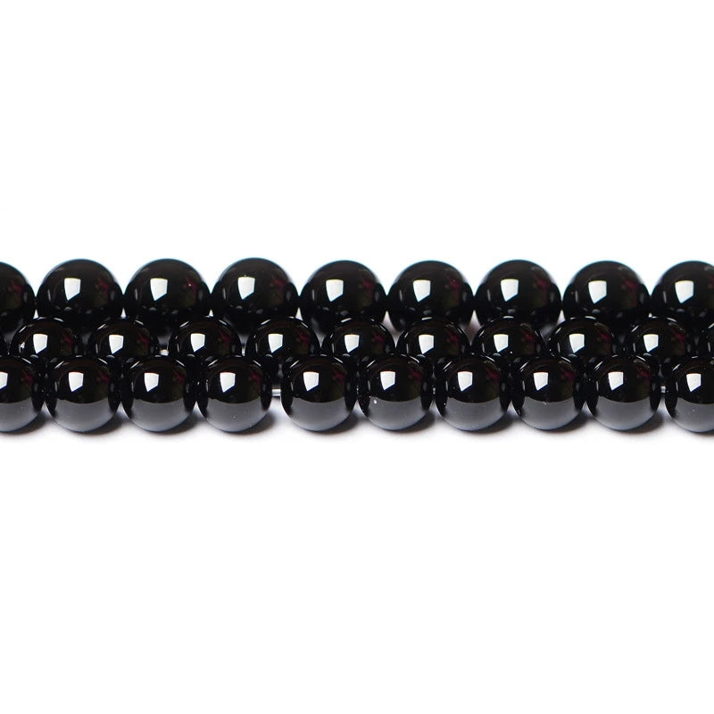 New Recommend Gemstone Polished Black Onyx Round Beads in 16 Inch Loose Strand