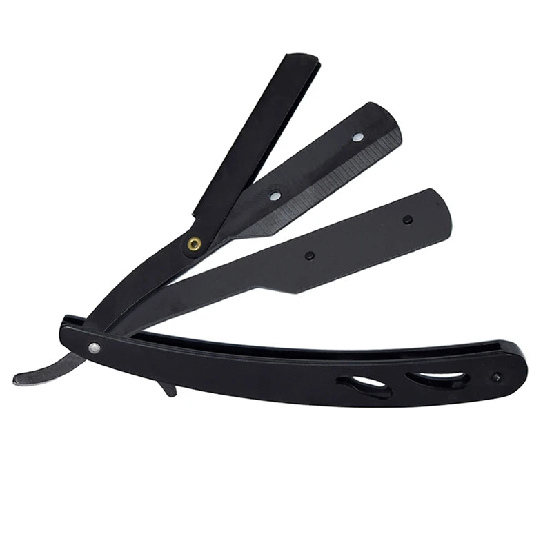 Custom Logo Metal Manual Folding Holder Barber Professional Straight Edge Razor Mens Shaver Barber