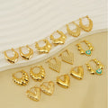 Hypoallergenic Heart Shape Stainless Steel Geometric Unusual Stud Earrings Hammer Texture Fashion Jewelry