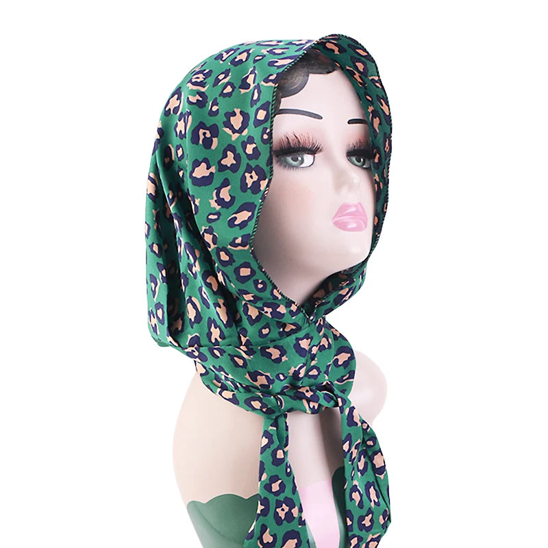 Colorful Pattern Design Silky Satin Pre Tied Head Wrap With Strap Turban for Women
