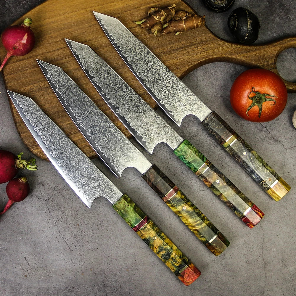 Amber Vg10 Kitchen Knife 67 Layer Damascus Steel Kiritsuke Knives Stablilize Wood Handle Kitchen Knife