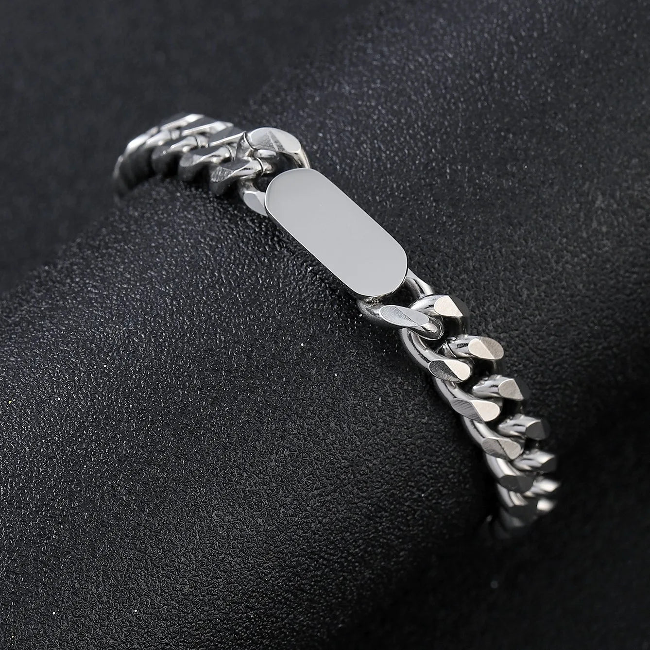Wholesale Stainless Steel Miami Cuban Link Bangle Chunky Bracelet for Eagraving Laser Printing Bracelets Men Supplier