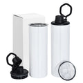 20oz Stainless Steel Insulated Straight White Skinny Sublimation Tumblers With Screw Dual Lids