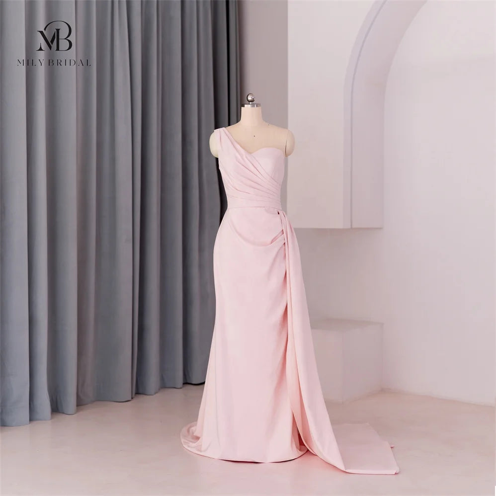 Mily Bridal LDC6628 Vintage Evening Dresses Boat Neckline Mermaid Pink Color Formal Gowns Party Dresses Simple for Women