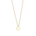 Women Fashion Waterproof Stainless Steel 18k Gold  Necklace with Mother of Pearl Smile Face square Pendant
