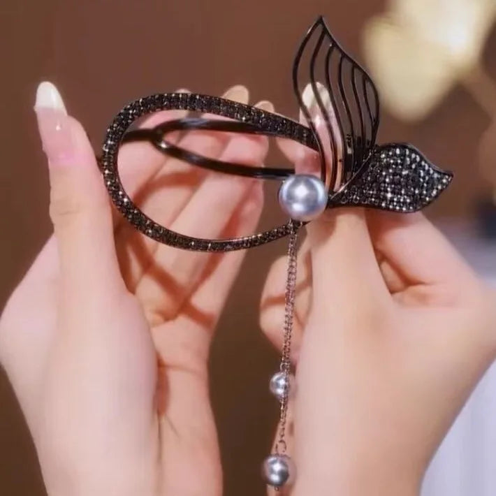 GT Wholesale 2023 Fishtail Hairpin Metal Pearl Tassel Grab Clip Hair Claw Clip for Women