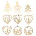 Unfinished Wooden Snowflake Ornaments Snowflake Hanging Cutouts Blank Wood Slices With Cord Christmas Craft Embellishments