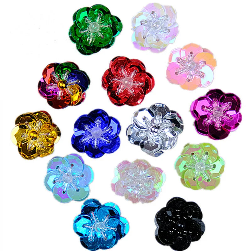 DIY Sewing Accessory 100pcs Beaded Floral Patch for Costume Stage Clothes Decoration Textile Sequined Flower Applique Lace Motif