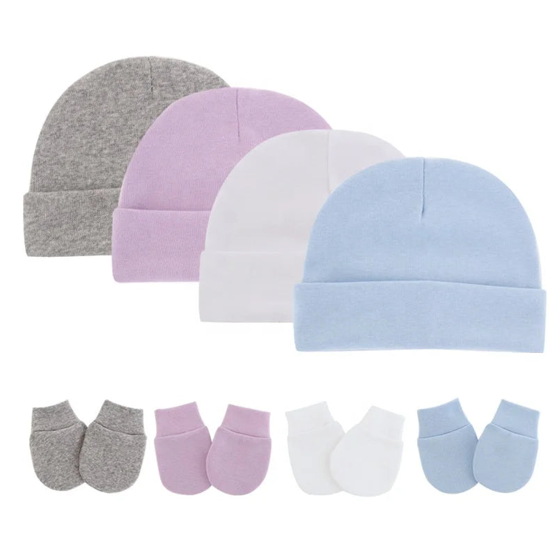 Winter Warmers Plain Cute Beanies 0-3M Baby Hat for Girls and Boys Travel Mittens Set 2023 Fashion Unisex Keeping Warm