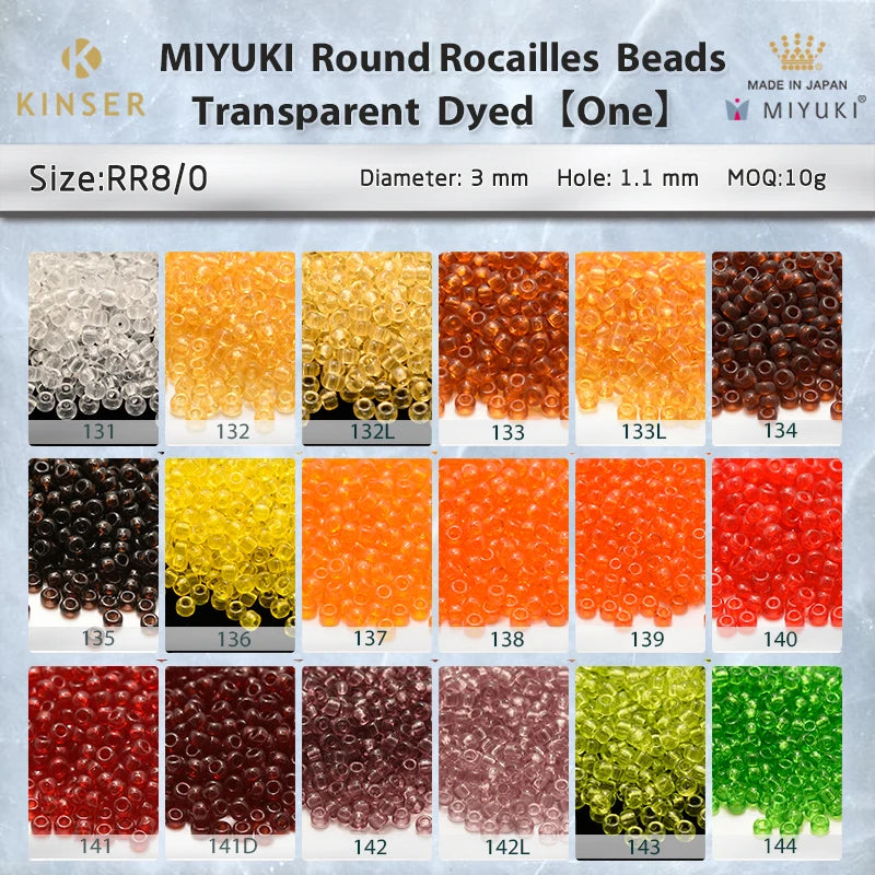 Miyuki Round Rocailles 8/0 Beads 3 mm [21 Color Transparent  Dyed First Series ]10g Pack