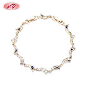 New Technology Blue Crescent Cutout Style Fine 18K Gold Plated Charm Bracelet Femme Women'S Bracelets