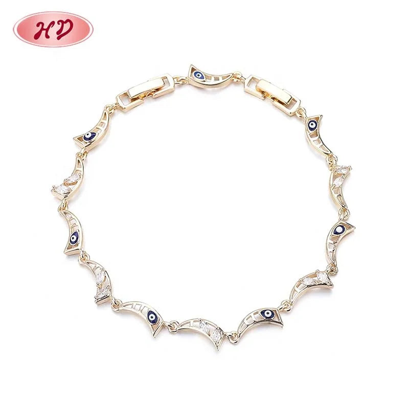 New Technology Blue Crescent Cutout Style Fine 18K Gold Plated Charm Bracelet Femme Women'S Bracelets