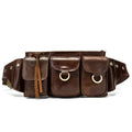 SCHLATUM 2023 New Fanny Pack Leisure Vintage Brown Genuine Leather Men Waist Bag