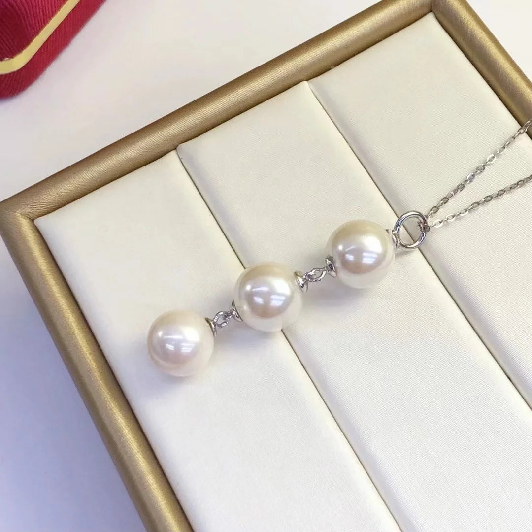 P1042 8-9mm DIY Natural  Freshwater Pearl Charm Pendant Necklace Accessory 925 Sterling Silver Jewelry for Women Without Chain