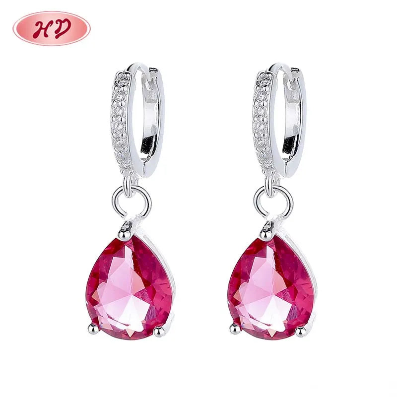 Chinese Jewelry Vibrant Wholesale Sterling Silver Water Droplets Drop Earrings With Zircon