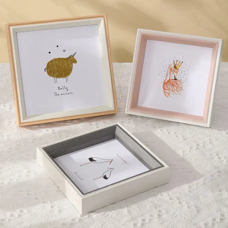 Modern Pink Plastic Frame Memory Display Cabinet 3cm Depth Dried Flower & Souvenir Photo Frames Shadow Box Picture Frame