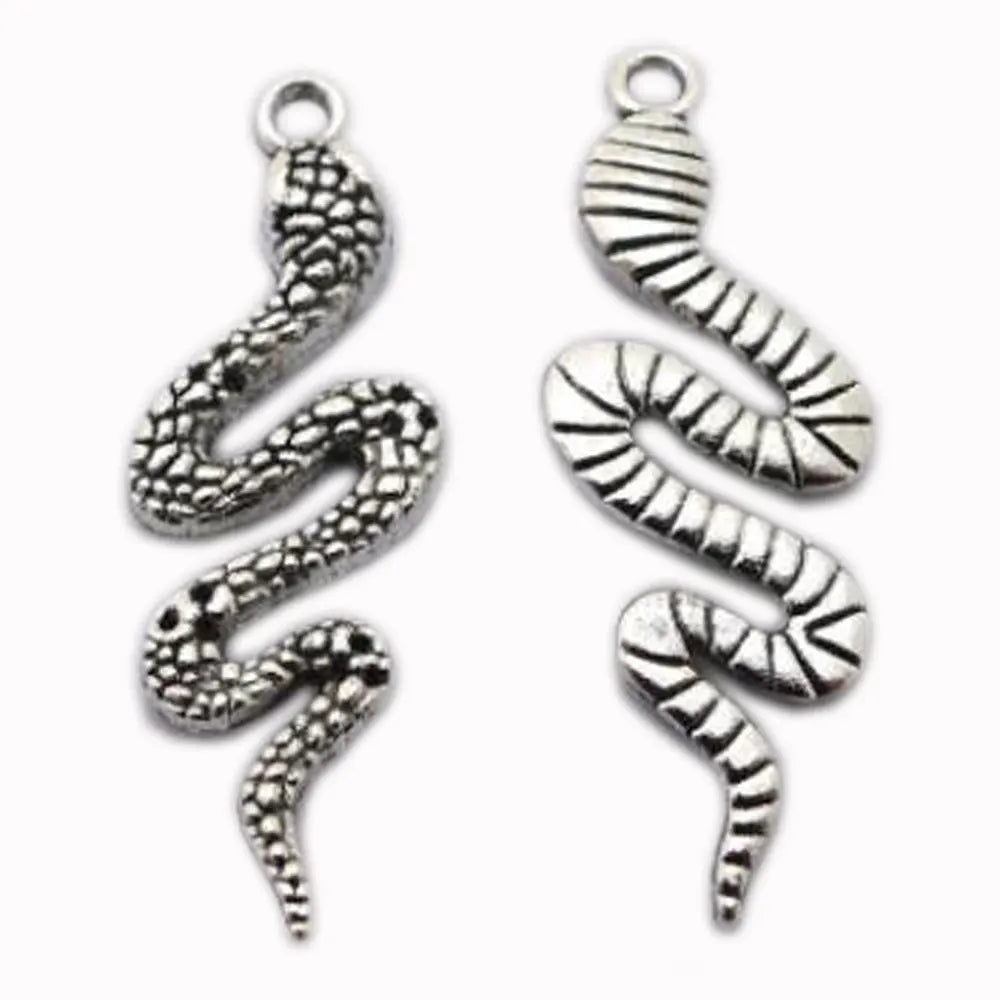 100pcs/lot Snake Metal Charms Pendant Handmade DIY Necklace Earring for Jewelry Making Accessories