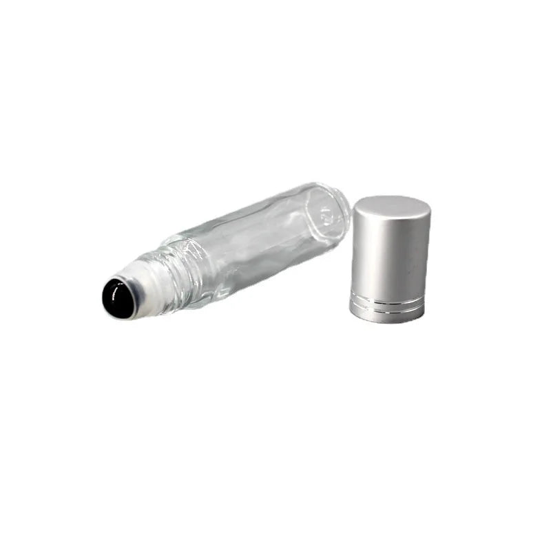 2026 Natural Rock Crystal Amber Glass Roll on Bottles for Headache Relief 10ml Essential Oil Perfume Roller Vials With Roller Ball
