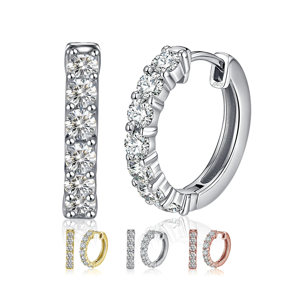 RINNTIN SE82 Fine Jewelry Wholesale 925 Sterling Silver Earrings With CZ Cubic Zirconia 14K Gold Plated Hoop Earrings for Women