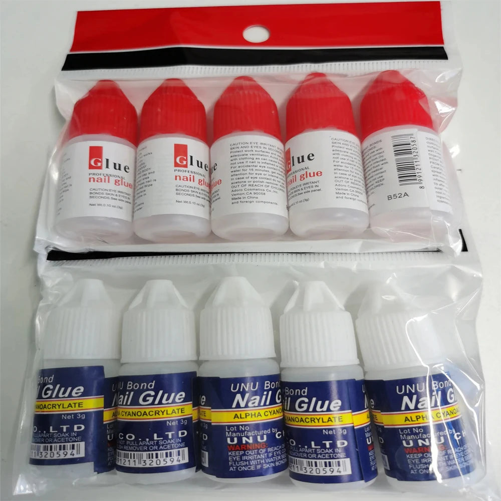 5pc/pack Nail Art Glue Fast-Dry Adhesive Acrylic Art False Tips Decoration Nail Rhinestone Nail Glue False Tip Manicure Tool
