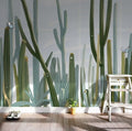 Pastoral Plants Nordic Style Wallpaper Simple Art Fresh Wall Covering Cactus Hotel Bedroom B&B Background Wallpaper