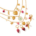 J&D Summer New Trendy 18K PVD Gold Plate Heart Knot Leaf Dry Flower Earrings Necklace Set for Women