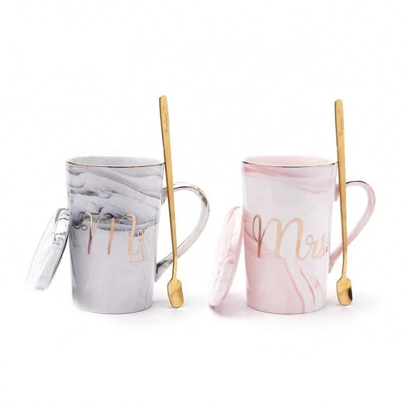 Zogifts Ceramic Pink Press With Box Nordic Luxury Personalised Tea Cup Custom Creative Modern Couple Coffee Mug Gift Set