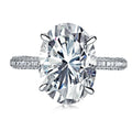 Dylam Luxury Sterling Silver Engagement Rings Oval Cut Cubic Zirconia CZ Wedding Promise Rings