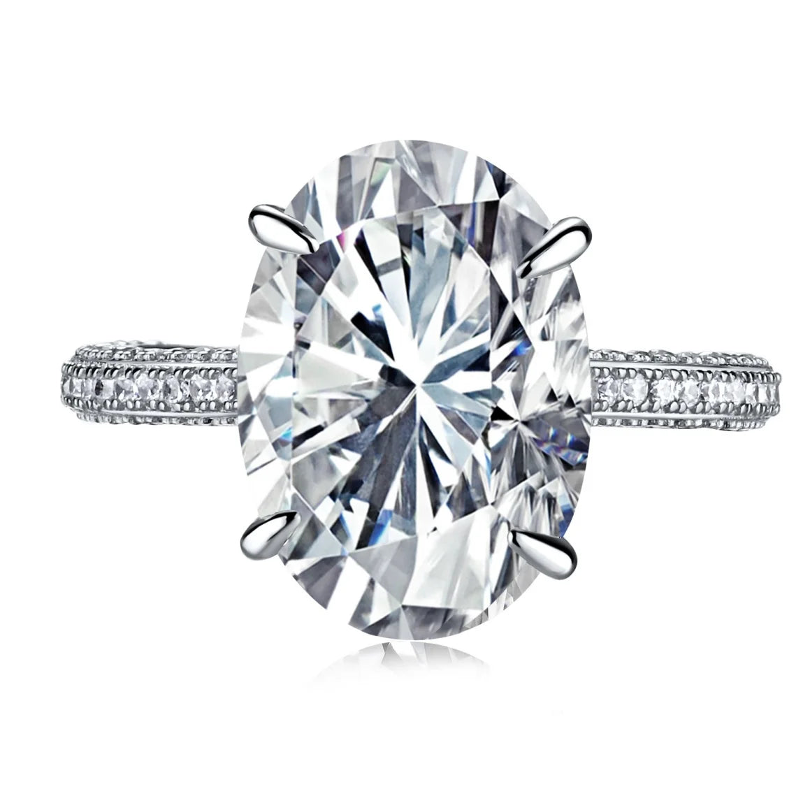 Dylam Luxury Sterling Silver Engagement Rings Oval Cut Cubic Zirconia CZ Wedding Promise Rings